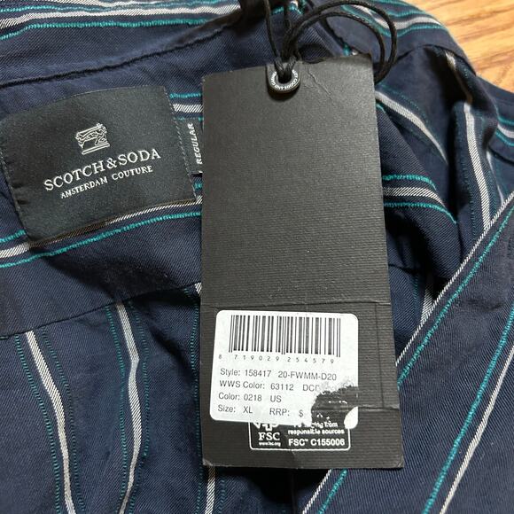 Scotch & Soda Regular Fit Button Down Shirt Men's Size XL Stripes Casual Preppy - Picture 3 of 5